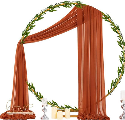 Socomi Terracotta Sheer Wedding Decor Fall Draping Fabric 29" x 20Ft 4 Panels Arch Outdoor Curtain Drapes Extra Long for Bridal Baby Shower Birthday Party Decor