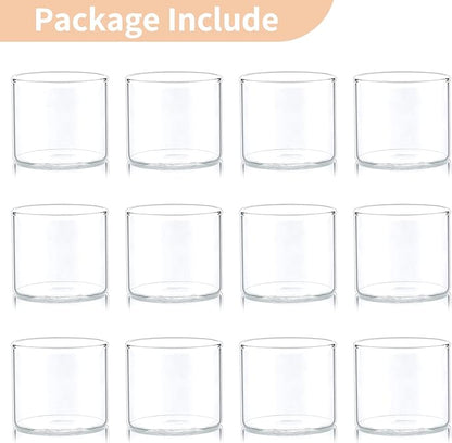 NUPTIO Clear Tealight Candle Holders: Set of 12 Glass Votive Holders - Small Floating Candleholder for Wedding Birthday Holiday Table Centerpieces Decoration (2.24 x 1.97 inch)