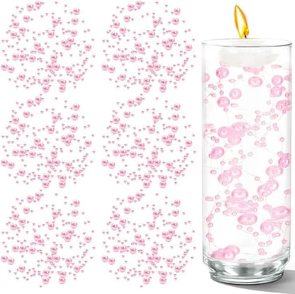 50 PCS Artificial Floating Beads for Centerpieces Vases, Light Pink 8+3mm String Beads for Wedding Party Faux Pearl String for Decorating, String Pearls for Crafts Vase Filler