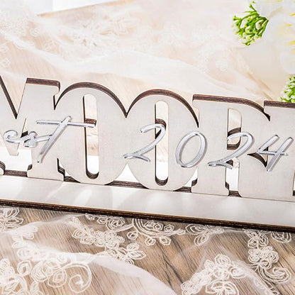 callie Personalized Mr and Mrs Wedding Table Sign, Custom Name Date Mr and Mrs Table Decor for Wedding, Bridal Shower, Anniversary Party
