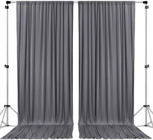 AK TRADING CO. 10 feet x 8 feet IFR Polyester Backdrop Drapes Curtains Panels with Rod Pockets - Wedding Ceremony Party Home Window Decorations - Charcoal