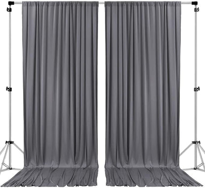 AK TRADING CO. 10 feet x 10 feet Charcoal IFR Polyester Backdrop Drapes Curtains Panels with Rod Pockets - Wedding Ceremony Party Home Window Decorations