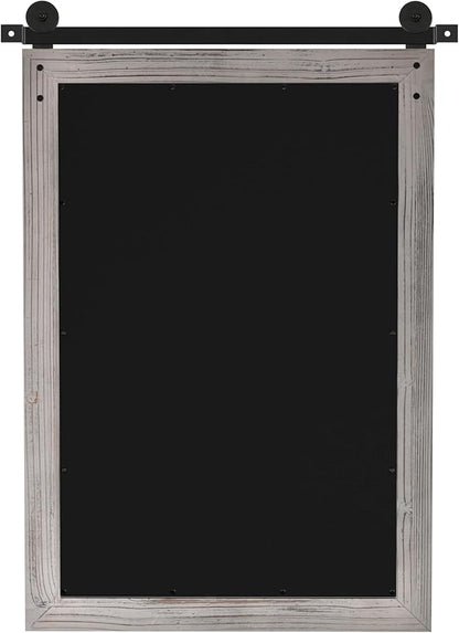 COGOOD Farmhouse Barn Door Mirror - 25 x 38 Rustic Bathroom Mirror for Living Room, Entryway, Vanity Wall Decor (Grey)