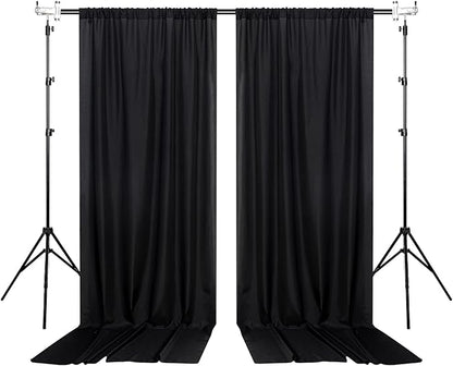 Black Backdrop Curtain for Party, Background Drapes Panels with Rod Pocket, Wrinkle Free Black Photo Curtains Backdrop Drapes Fabric Decoration for Wedding, Birthday Party Decor 5ft x 10ft, 2 Panels