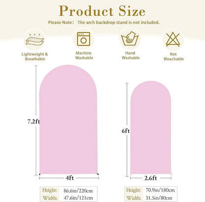 7.2FT 6FT Arch Backdrop Cover for Wedding, Set of 2 Stretchy Spandex Fitted Arch Stand Cover for Baby Shower, Birthday Party Decor, Chiara Backdrop Cover with Double-Sided Design(Pink)