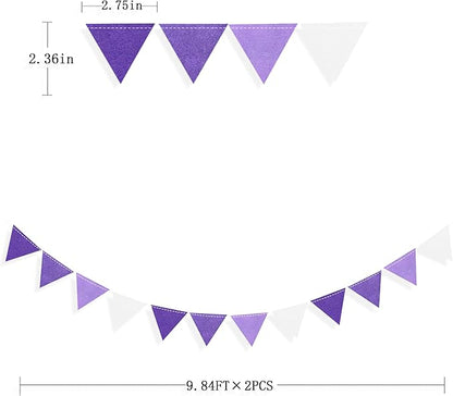 Purple Party Decorations Ombre Lavender Felt Hanging Triangle Mini Bunting Pennant Banner Flag for Birthday Wedding Baby Shower Bridal Shower Engagement Lilac Violet Party Classroom Nursery Decor