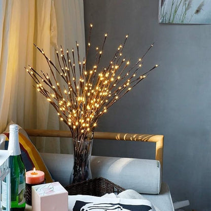 DK177 4 Pack Led Branch Light Battery Operated Lighted Branch Vase Filler Willow Tree Artificial Little Twig Power Brown 30 Inch 20 LED for Home Romantic Decoration, Warm White