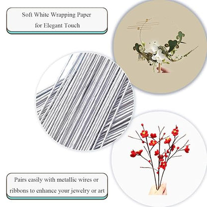 HAHIYO 18Gauge White Paper-Wrapped Metal Floral Wire 14 Inches(36cm), 70 Pack Flexible Paddle Wires Florist Wire Garden Wires for Craft Christmas Wreath Flower Arrangement Bouquet Wrapping Wedding DIY