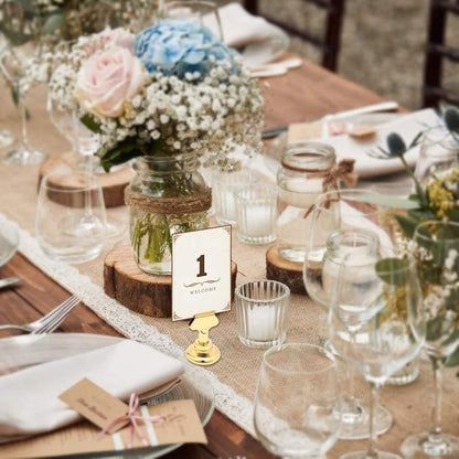 Urban Deco 16 Pieces Table Card Holder Place Card Holders 1.7 inches Gold Steel Card Holders for Photos, Food Signs, Memo Notes, Weddings, Restaurants, Birthdays. (Gold)