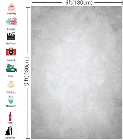 6x9ft Grey Portrait Photography Backdrops Solid Texture Abstract Photo Background for Photoshoot