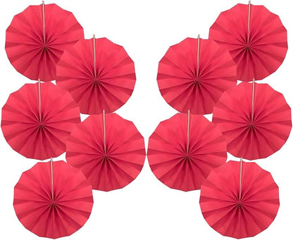 Red Birthday Decorations,DIY Red Paper Fans Hanging Decoration ,Party Supplies Party Fans 8in, Wedding Graduation Events Accessories 30 Color DIY Set （Red）