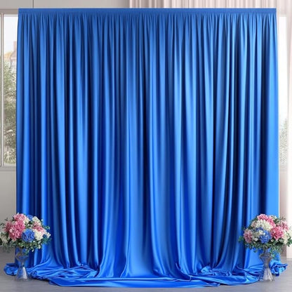 10ft x 8ft Wrinkle Free Royal Blue Backdrop Curtains for Parties, Polyester Photography Backdrop Drapes Back Drop Cloth for Baby Shower Photoshoot Engagement Wedding Birthday Photography Background