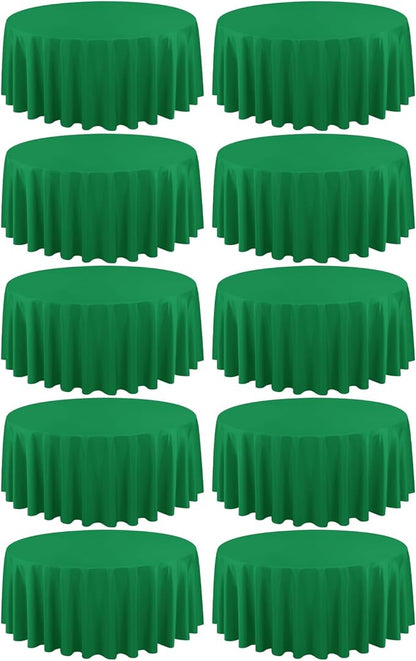 10 Pack Green Round Tablecloths - 90 Inch, Polyester Table Cover, Stain and Wrinkle Resistant Washable Fabric Table Cloth for Wedding Banquet Parties