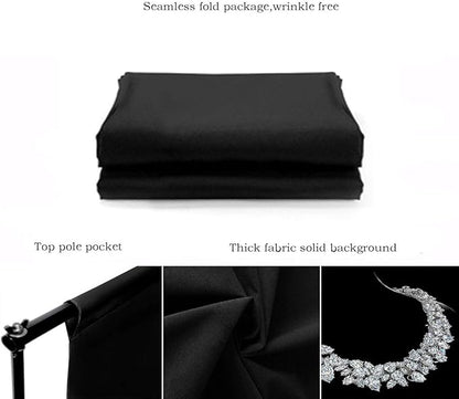 Background Solid Black Backdrop Muslin Portrait Background Screen for Photo Backdrop Video Photography Studio(6x9ft, Black)