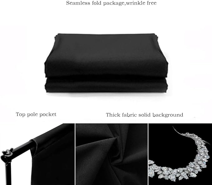 Black Backdrop for Photography Durable Fabric Background Photo Backdrop Video Photography Studio (5x7ft, Black)
