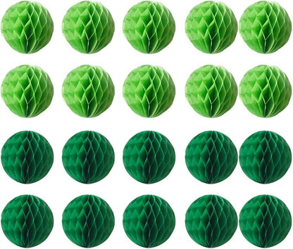 20pcs Honeycomb Flower Balls Party Honeycomb Balls Decoration Paper Flower Balls Tissue Paper Flower Ball Pom Poms Ball for Birthday Wedding Home Decor (6inch, Green Dark-Green)