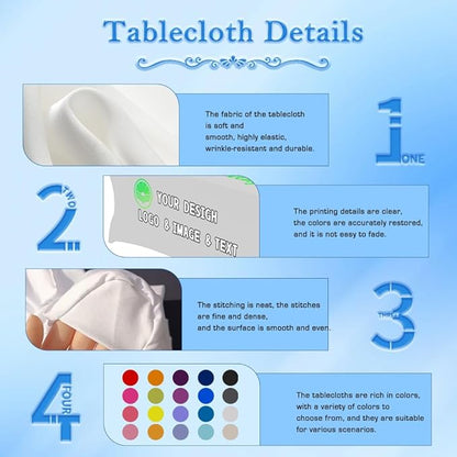 Custom Table Cloth with Business Logo 4FT 5FT 6 FT 8 FT Spandex Customized Table Cover Stretch for Tradeshow Events Birthday Wedding Anniversary Mantel Personalized Table Cloth (6FT)