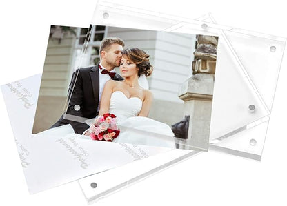 Magicool Premium Acrylic Photo Frame- Magnet Photo Frame -Double Sied Thick Desktop Frames (4x6 4 pack)