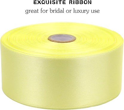 Cream Solid Satin Ribbon 1-1/2 Inch 50 Yards Solid Polyester Fabric Ribbon for Gift Wrapping Wedding Christmas Baby Shower Birthday Party Decoration Handmade Immortal Flower Craft