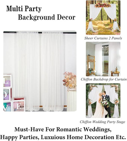 DUOBAO Chiffon Backdrop Curtain-2 Panels 29"x96" Sheer Drapes Beach Backdrops for Living Room Voile Window Curtains Rod Pocket Photography Background for Wedding Ceremony