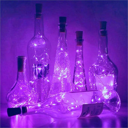Wine Bottle Lights with Cork, Battery Operated 20 LED Cork Shape Silver Wire Colorful Fairy Mini String Lights(No Bottles) for DIY, Party, Decor, Christmas, Halloween,Wedding (3, Purple)