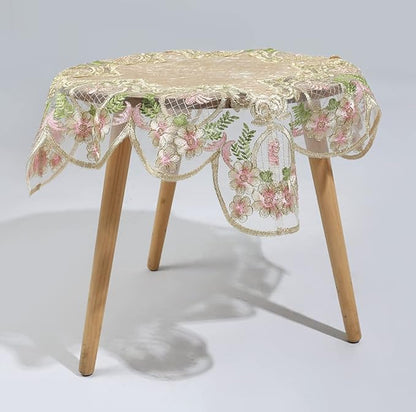 vctops Damask Lace Patchwork Tablecloth Luxury Square Small Table Cover Elegant Floral Embroidered Lace Table Cloth for Party Kitchen Dinning Picnic Decoration (Type O,22"x22")