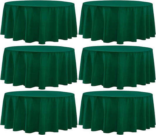 Round Tablecloth 6 Pack 90 Inch Dark Green Tablecloths Washable Decorative Linen Polyester Table Clothes Cover for Dining Table Banquets Buffet Parties and Wedding