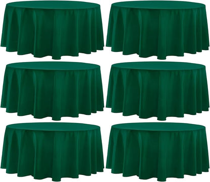 Round Tablecloth 6 Pack 108 Inch Dark Green Tablecloths Washable Decorative Linen Polyester Table Clothes Cover for Dining Table Banquets Buffet Parties and Wedding