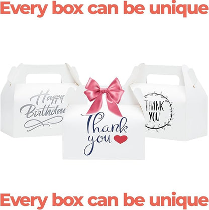 UnicoPak 10 Pack White Gable Treat Boxes Party Favor Boxes Goodie Gift Boxes for Snacks Cookie Candy Toys Birthday Party Wedding Holidays 6.5x3.5x4 Inches
