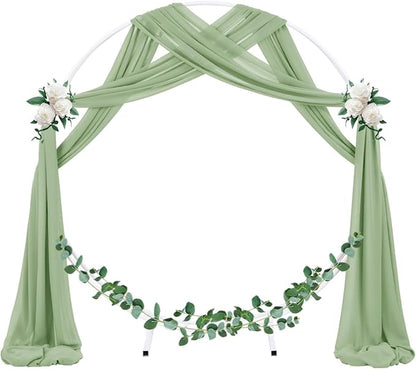 Socomi Wedding Arch Draping Fabric 1 Panel 29" x 19Ft Sage Green Sheer Chiffon Curtain Drapes 6 Yards for Wedding Ceremony Birthday Party Decoration
