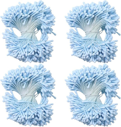 HAHIYO 700Pcs 2mm Light Blue Matte Double Head Flower Stamen Pistil for Flower Making Scrapbook Decoration - Handmade Artificial Flowers Pistil Matt-Like Floral Stamens Flowers Pollen Stamen