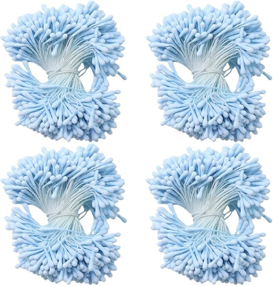 HAHIYO 700Pcs 2mm Light Blue Matte Double Head Flower Stamen Pistil for Flower Making Scrapbook Decoration - Handmade Artificial Flowers Pistil Matt-Like Floral Stamens Flowers Pollen Stamen