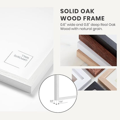 Opposite Wall - 11x17 in - White Solid Oak Wood Picture Frame - Lightweight, Versatile & Shatterproof - Wall Hanging Poster or Photo Frame - Wall Decor for Office, Gallery & Home