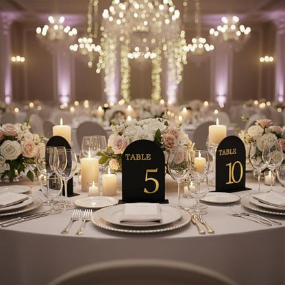 Arch Wedding Table Numbers 1-15 with Stands, 5" X 7" Double Sided Acrylic Wedding Sign Holders, Durable Non-Fading Table Number for Wedding Reception, Events, and Centerpieces