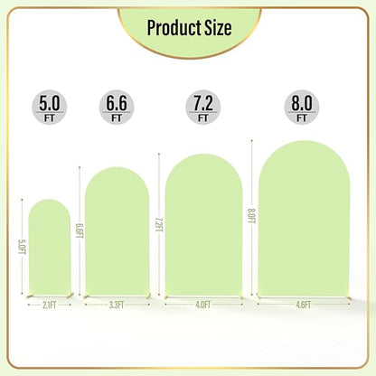 LEBENGURU Upgraded 7.2FT Wedding Arch Cover, Green Spandex Fitted Arch Backdrop Cover, Round Top Chiara Stand Covers for Birthday Party Baby Shower Banquet Balloon Décor