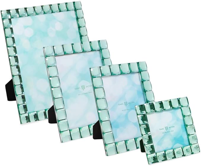 Isaac Jacobs Decorative Sparkling Light Green Jewel Picture Frame, Photo Display & Home Décor (4x6, Light Green)