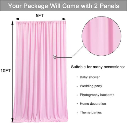10 ft x 10 ft Pink Backdrop Curtains for Parties, Wrinkle Free Baby Pink Photography Backdrop Drapes for Wedding Grils Birthday Baby Shower Bridal Shower Party