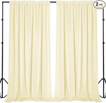 Sugargirl 10x10FT Light Yellow Backdrop Curtains Polyester Photo Backdrop Drapes Curtains 2 Panels with Rod Pockets for Party Birthday Wedding Photography Home Decoration