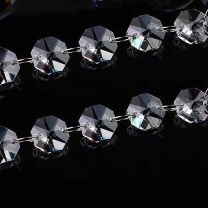 33FT Clear Crystal Glass Garland Strands,Hanging Chandelier Bead Chain,Hanging Ornament String Decorations for Centerpiece,Christmas Tree,Wedding, Party,Celebration