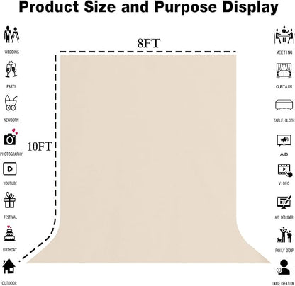 Beige Portrait Backdrop 8x10ft Zoom Meeting Photo Studio Shooting Props