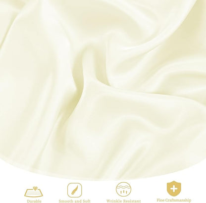 fani 12 Pack 108 Inch Ivory Satin Tablecloth - Premium Bright Silky Round Tablecloth Overlay Smooth Fabric Table Cover, Table Decoration for Wedding Party Banquet Events Restaurant Kitchen Dining