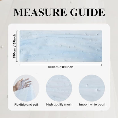 Artoid Mode Pearl Blue Gauze Table Runner 59x120 Inch , Seasonal Sheer Kitchen Dining Holiday Wedding Birthday Baby Shower Table Decor for Home Party