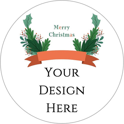 100-1000pcs Custom Stickers Merry Christmas Stickers Personalized Labels Adhesive Xmas Decorative Envelope Seals Stickers for Cards Gift Boxes(Round-8)