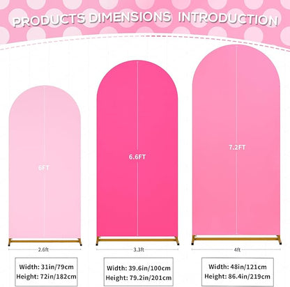 SoarDream Wedding Arch Cover Double-Sided Spandex Fitted Wedding Arch Stand Covers Set of 3 Light Purple Round Top Blushing Chiara Arch Covers 6FT 6.6FT 7.2FT for Wedding Party Decor