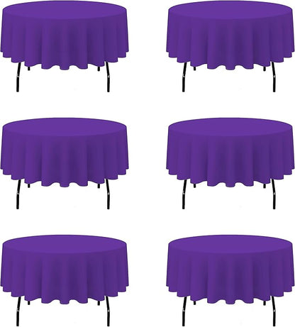 BRILLMAX 6 Pack Purple Round Tablecloths 90 Inch - Circle Bulk Linen Polyester Fabric Washable Table Cloth Cover for Wedding Reception Banquet Birthday Party Buffet Restaurant