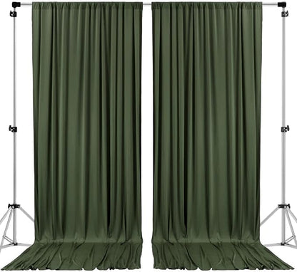 AK TRADING CO. 10 feet x 10 feet Olive IFR Polyester Backdrop Drapes Curtains Panels with Rod Pockets - Wedding Ceremony Party Home Window Decorations
