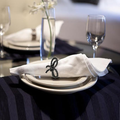 Pack of 12 Napkin Rings Alloy Hollow Out Flower Napkin Holder Dinning Table Napkin Ring for Dinner Parties Wedding Banquet Table Setting Family Gatherings Table Decor（Black，12）