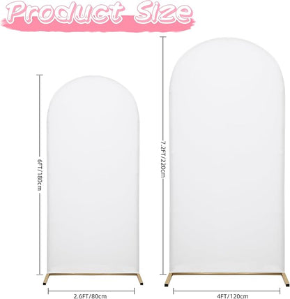 Wedding Arch Covers Arch Backdrop Cover Arch Stand Covers 7.2FT 6FT Set 2 Arch Cover Spandex Fabric Stretchy Backdrop for Wedding Birthday Party Decoration Baby Shower (White, Cover Only)