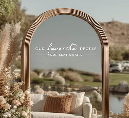Our Favorite People Vinyl Decal, Please Find Your Seat Sign for Wedding Reception Wedding Vinyl Decal Seating Chart Sticker for Mirror, Your Seat Awaits (White, Width 17 inch)