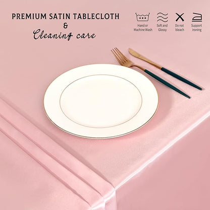 10 Packs Satin Tablecloth 57 x 108 Inch Rose Gold Rectangular Table Cloth Silk Tablecloth Smooth Fabric Overlay Satin Table Cover Decoration for Wedding Party Banquet Events